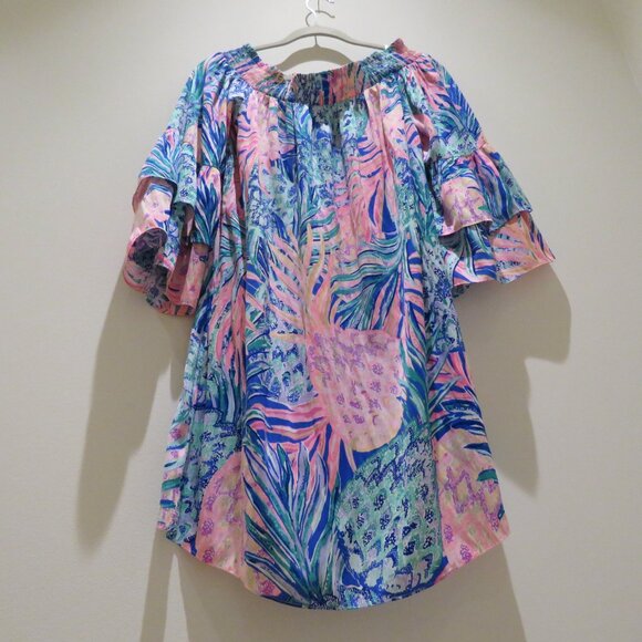 LILLY PULITZER Tobyn Tunic Off Shoulder Dress in Gypset Paradise Preppy Size S - Picture 11 of 15